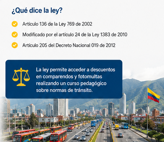 La ley 769 de 2002 habla sobre el descuento comparendo Bogotá